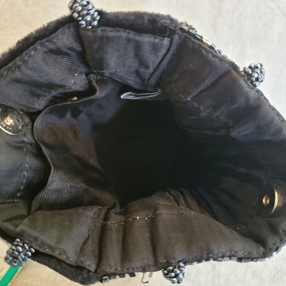 Beaded Purse Bag Floral Navy Blue Flowers Fringe - Picture 11 of 15